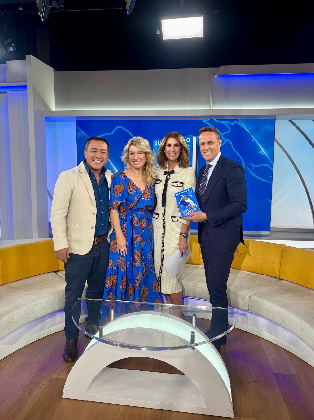 With husband Anh, Natalie Barr and Matt Shirvington on Sunrise-Suzanne Do