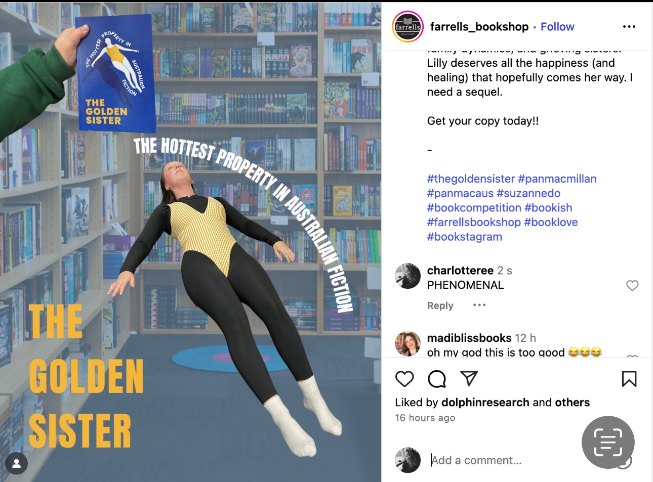 What an amazing effort by Farrells Bookshop to promote The Golden Sister!-Suzanne Do