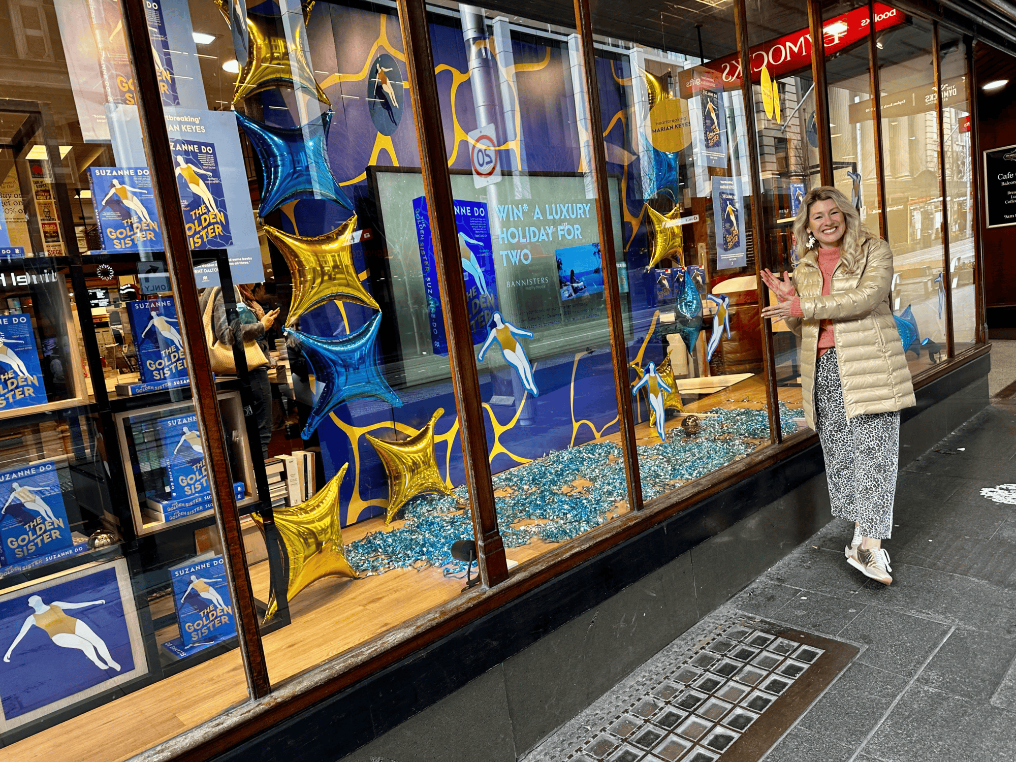 The Golden Sister fills the entire front window at Dymocks on George Street, Sydney!-Suzanne Do